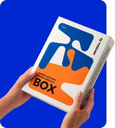 Hands holding a printed box